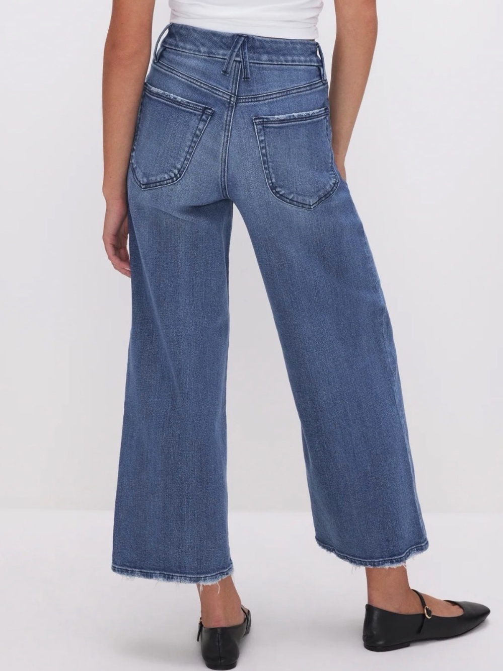 110- Good American Good Waist Cropped Wide Leg Palazzo Jeans Size 29 - Picture 4 of 4